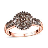 Natural Champagne Diamond Cluster Ring