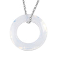 White Opal Crystal Circle Pendant Necklace 20 Inches in Platinum Over Sterling Silver - Sticky add to cart bar