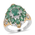 Kagem Zambian Emerald and Zircon Ring in Vermeil Yellow Gold and Platinum Over Sterling Silver (Size 9.0) 2.50 ctw - Sticky add to cart bar