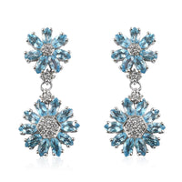 3.45 ctw Premium Swiss Blue Topaz and Diamond Earrings in 10K White Gold
