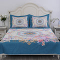 HOMESMART Teal Garden Digital Print 100% Microfiber Quilted Bedspread and 2 Pillow Shams - Queen - Sticky add to cart bar