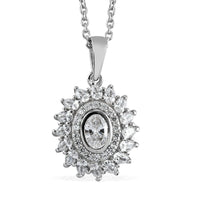 2.30 ctw Platinum Over Sterling Silver Cluster Pendant Necklace 20 Inch Made with Zirconia from Swarovski