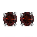 Mozambique Garnet 2.00 ctw Earrings, Stud Earrings For Women, Solitaire Earrings, Round Shape Garnet Solitaire, Platinum Plated Sterling Silver Earrings - Sticky add to cart bar