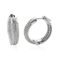 3.75 ctw Platinum Over Sterling Silver Inside Out Hoop Earrings Made with Zirconia from Swarovski 8.90 Grams
