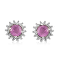 1.75 ctw Masoala Sapphire and Zircon Halo Stud Earrings in Platinum Over Sterling Silver - Sticky add to cart bar