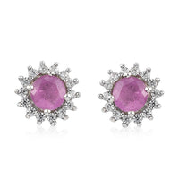 1.75 ctw Masoala Sapphire and Zircon Halo Stud Earrings in Platinum Over Sterling Silver
