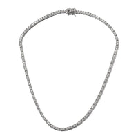 Moissanite Tennis Necklace 18 Inches in Platinum Over Sterling Silver 20.30 Grams 14.20 ctw