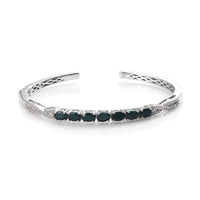 3.70 ctw Teal Grandidierite and Zircon Cuff Bracelet in Platinum Over Sterling Silver (7.25 in) 14.20 Grams