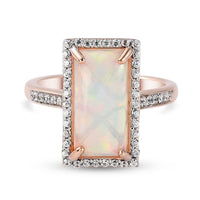Ethiopian Welo Opal and Zircon 4.62 ctw Ring in Vermeil Rose Gold Over Sterling Silver (Size 9.0)