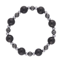Shungite and Hematite Beaded Stretch Bracelet 88.00 ctw