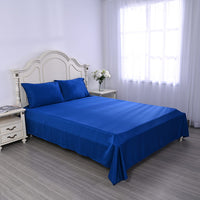 HOMESMART Blue Matt Satin 4pcs Sheet Set- Queen