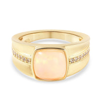 Ethiopian Welo Opal and White Zircon Ring in Sterling Silver (Size 8.0) 2.40 ctw