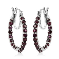 3.50 ctw Pyrope Garnet Inside Out Hoop Earrings in Platinum Over Sterling Silver