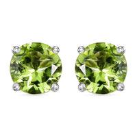 Peridot 1.65 ctw Solitaire Stud Earrings in Platinum Over Sterling Silver