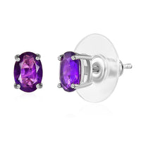 African Amethyst Stud Earrings in Platinum Over Sterling Silver 1.25 ctw