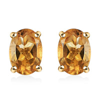 Brazilian Citrine Solitaire Stud Earrings in 14K Yellow Gold Over Sterling Silver 1.50 ctw