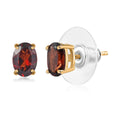Mozambique Garnet Solitaire Stud Earrings in 14K Yellow Gold Over Sterling Silver 2.00 ctw - Sticky add to cart bar