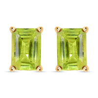 Peridot 2.15 ctw Solitaire Stud Earrings in 14K Yellow Gold Over Sterling Silver