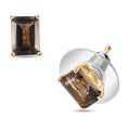 Brazilian Smoky Quartz Solitaire Stud Earrings in 14K YG Over Sterling Silver 2.00 ctw - Sticky add to cart bar