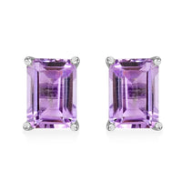 Rose De France Amethyst Solitaire Stud Earrings in Platinum Over Sterling Silver 2.20 ctw