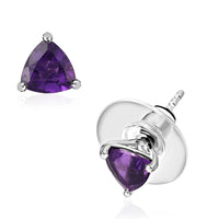 African Amethyst Solitaire Stud Earrings in Platinum Over Sterling Silver 1.25 ctw