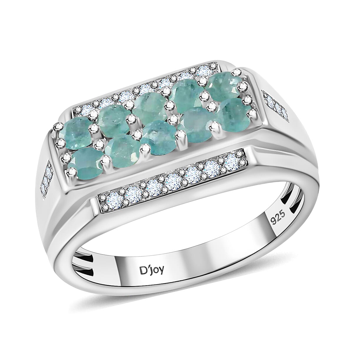Premium Grandidierite, Zircon Men's Ring in Platinum Over Sterling Silver (Size 10.0) 1.65 ctw