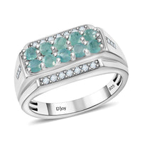 Premium Grandidierite, Zircon Men's Ring in Platinum Over Sterling Silver (Size 10.0) 1.65 ctw