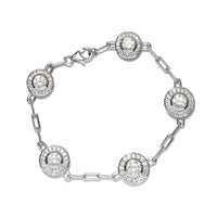 LUSTRO STELLA Made with Finest CZ Paper Clip Link Bracelet in Platinum Over Sterling Silver (7.25 In) 9.80 Grams 11.10 ctw