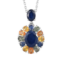 5.70 ctw Masoala Sapphire and Multi Gemstone Pendant Necklace 20 Inches in Platinum Over Sterling Silver
