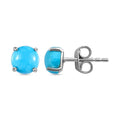 Premium Sleeping Beauty Turquoise Solitaire Stud Earrings in Platinum Over Sterling Silver 1.40 ctw - Sticky add to cart bar