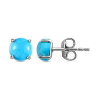 Premium Sleeping Beauty Turquoise Solitaire Stud Earrings in Platinum Over Sterling Silver 1.40 ctw