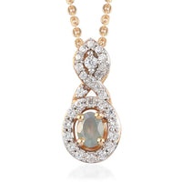 0.40 ctw Narsipatnam Alexandrite and Zircon Pendant Necklace 20 Inches in Vermeil Yellow Gold Over Sterling Silver