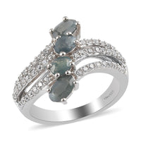 Narsipatnam Alexandrite and Zircon Ring in Platinum Over Sterling Silver (Size 7.0) 1.35 ctw