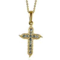 0.40 ctw Narsipatnam Alexandrite Cross Pendant Necklace 20 Inches in Vermeil Yellow Gold Over Sterling Silver