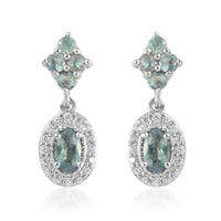1.20 ctw Narsipatnam Alexandrite and Zircon Dangle Earrings in Platinum Over Sterling Silver
