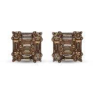 0.50 ctw Natural Champagne Diamond Stud Earrings in Rhodium & Vermeil Rose Gold Over Sterling Silver