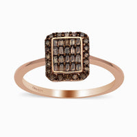 Natural Champagne Diamond Ring in Vermeil Rose Gold Over Sterling Silver (Size 6.0) 0.50 ctw