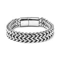 Fashionable Two Row Spiga Chain Bracelet in Stainless Steel (7.50 In) - Sticky add to cart bar
