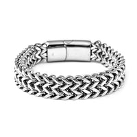 Fashionable Two Row Spiga Chain Bracelet in Stainless Steel (7.50 In)
