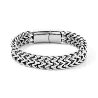 Fashionable Two Row Spiga Chain Bracelet in Stainless Steel (7.50 In)