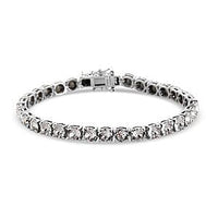 White Crystal Bracelet in Platinum Over Sterling Silver (7.50 In)