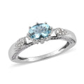 Luxoro 10K White Gold Premium Santa Maria Aquamarine and Diamond Ring 1.10 ctw - Sticky add to cart bar