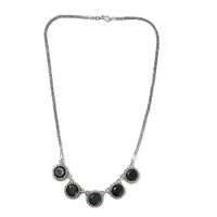 35.50 ctw Socoto Emerald Necklace 18 Inches in Black Oxidized Sterling Silver