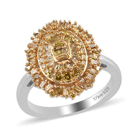 0.50 ctw Yellow Diamond Cocktail Ring in Rhodium & Platinum Over Sterling Silver (Size 10.0)