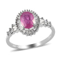 LUXORO 1.15 ctw AAA Mozambique Ruby and Diamond Halo Ring in 10K White Gold 2.20 Grams - Sticky add to cart bar