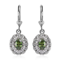 3.50 ctw Platinum Over Sterling Silver Dangling Earrings Made with Spring Green and White Zirconia from Swarovski