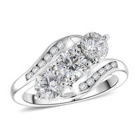 Lustro Stella Finest CZ 1.60 ctw Ring in Platinum Over Sterling Silver (Size 9.0)