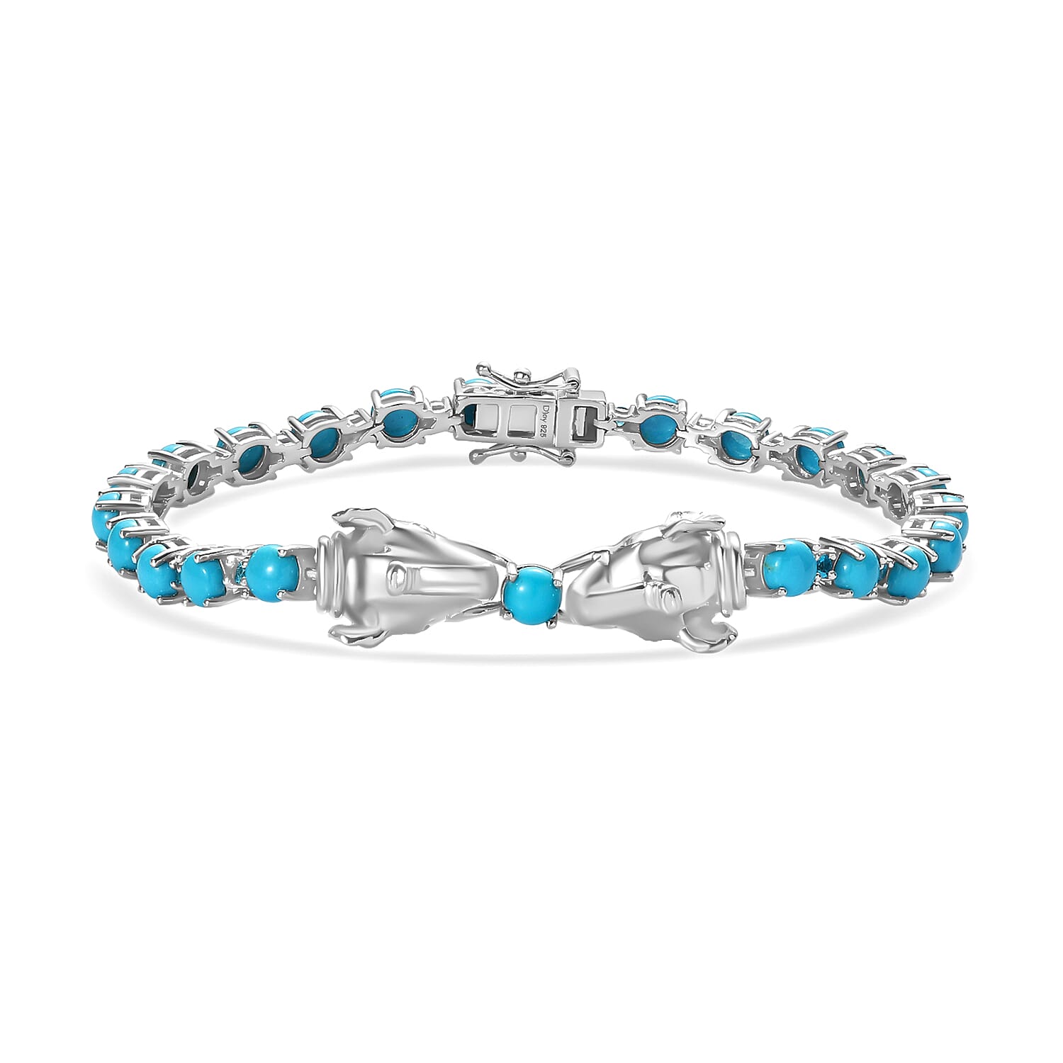 Birthday Special Deal Sleeping Beauty Turquoise and Malgache Neon Apatite Bracelet in Platinum Over Sterling Silver (8.00 In) 12.60 ctw