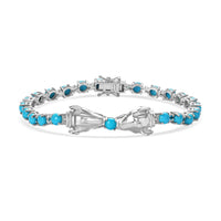 Birthday Special Deal Sleeping Beauty Turquoise and Malgache Neon Apatite Bracelet in Platinum Over Sterling Silver (8.00 In) 12.60 ctw