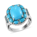 8.15 ctw Natural Arizona Sleeping Beauty Turquoise and Malgache Neon Apatite Ring in Platinum Over Sterling Silver - Sticky add to cart bar